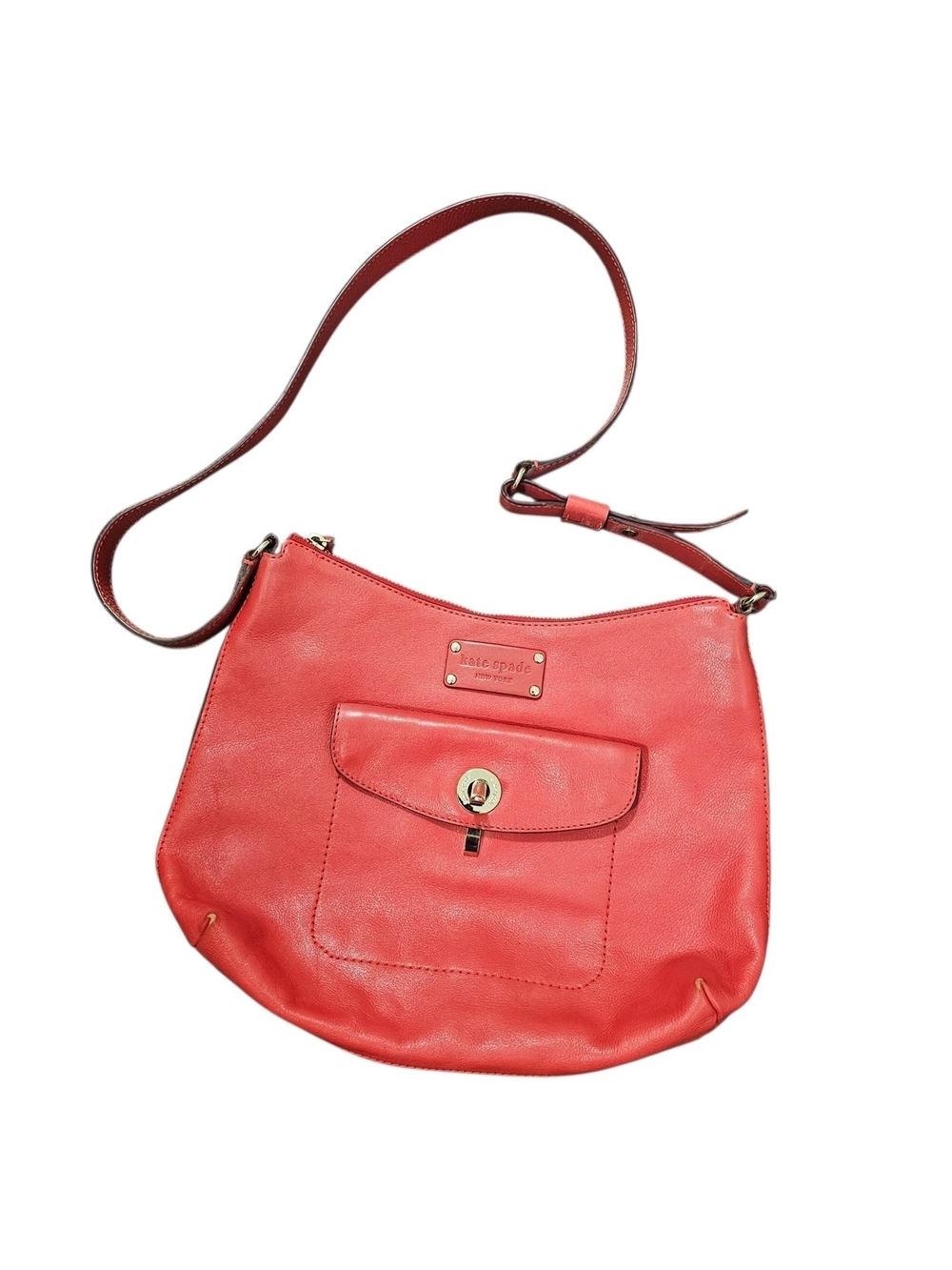 Kate Spade Coral Red Leather Crossbody Bag
